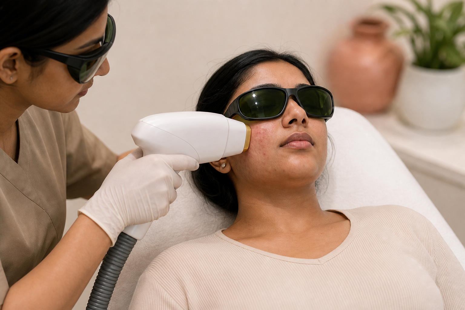 Skin analysis ahead of acne-focused light therapy