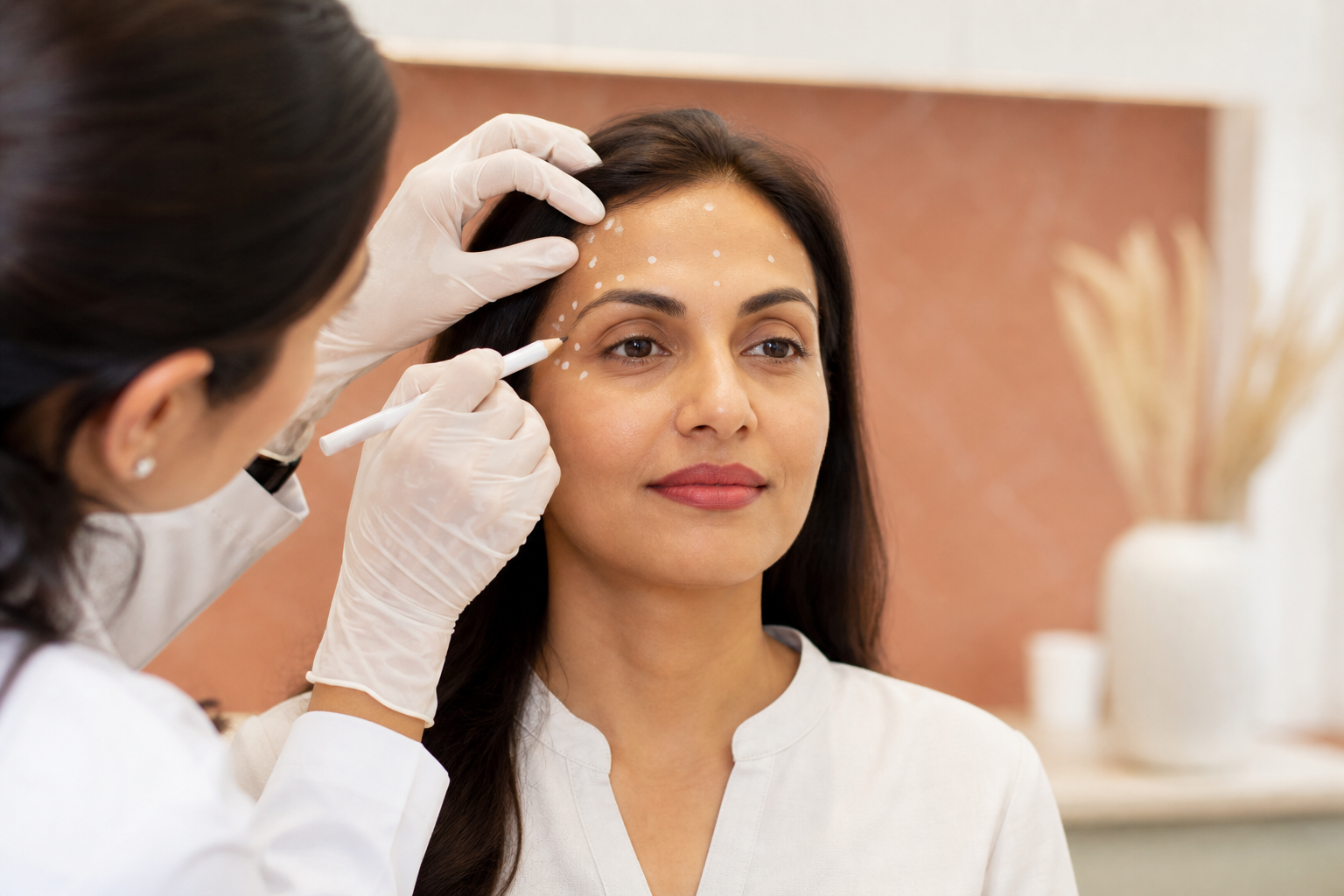 Dermatologist in consultation for aesthetic anti-ageing care