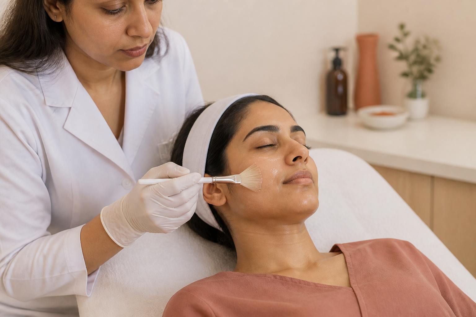 Dermatologist assessing a patient’s skin