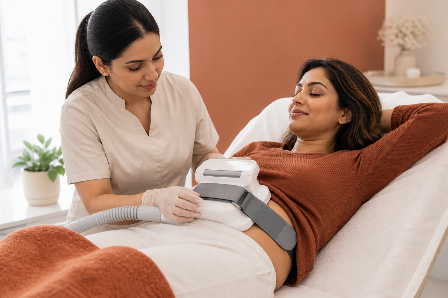 Clinic treatment room prepared for body contouring care