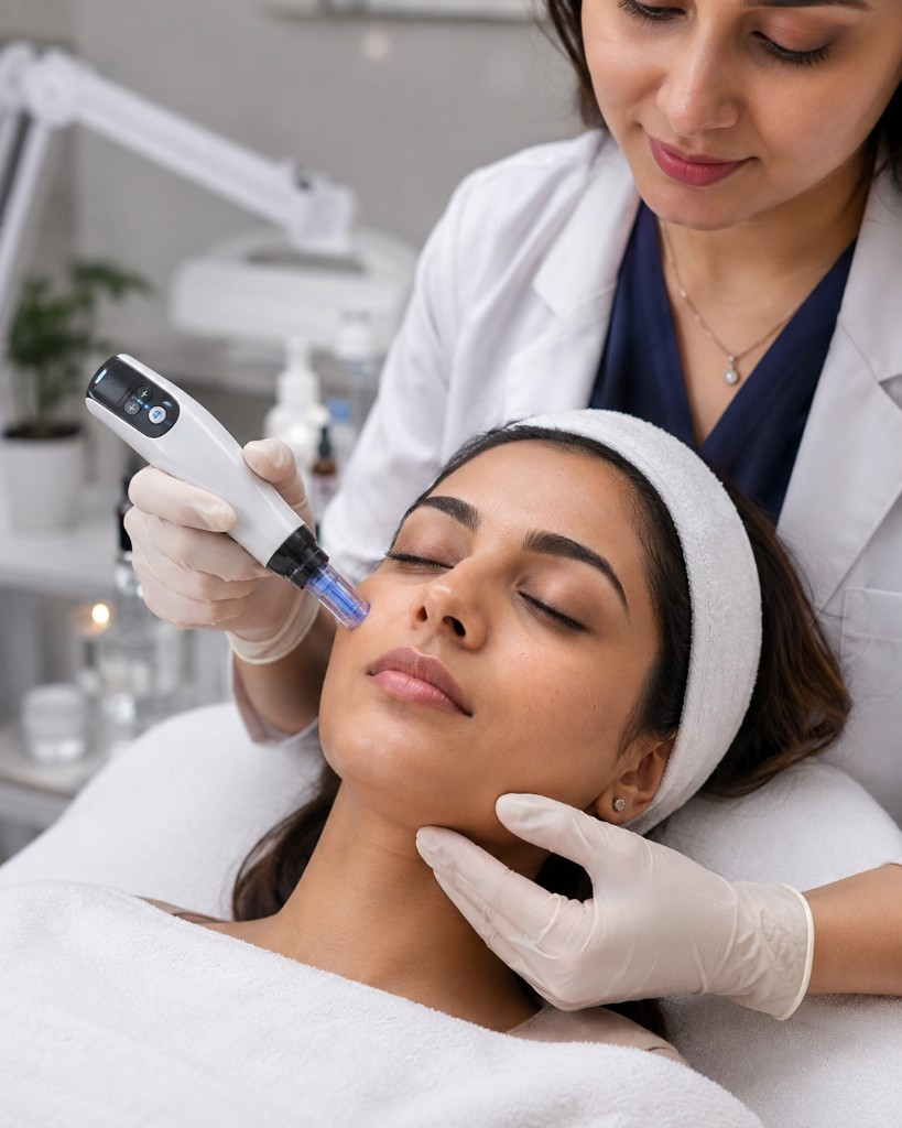 Skin renewal treatment performed in clinic