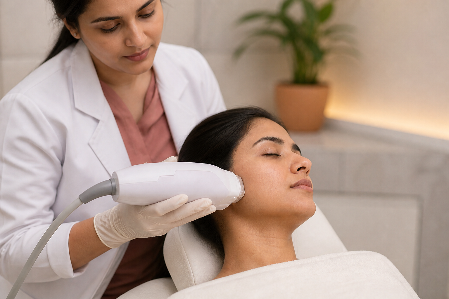 Non-invasive energy treatment for facial contouring